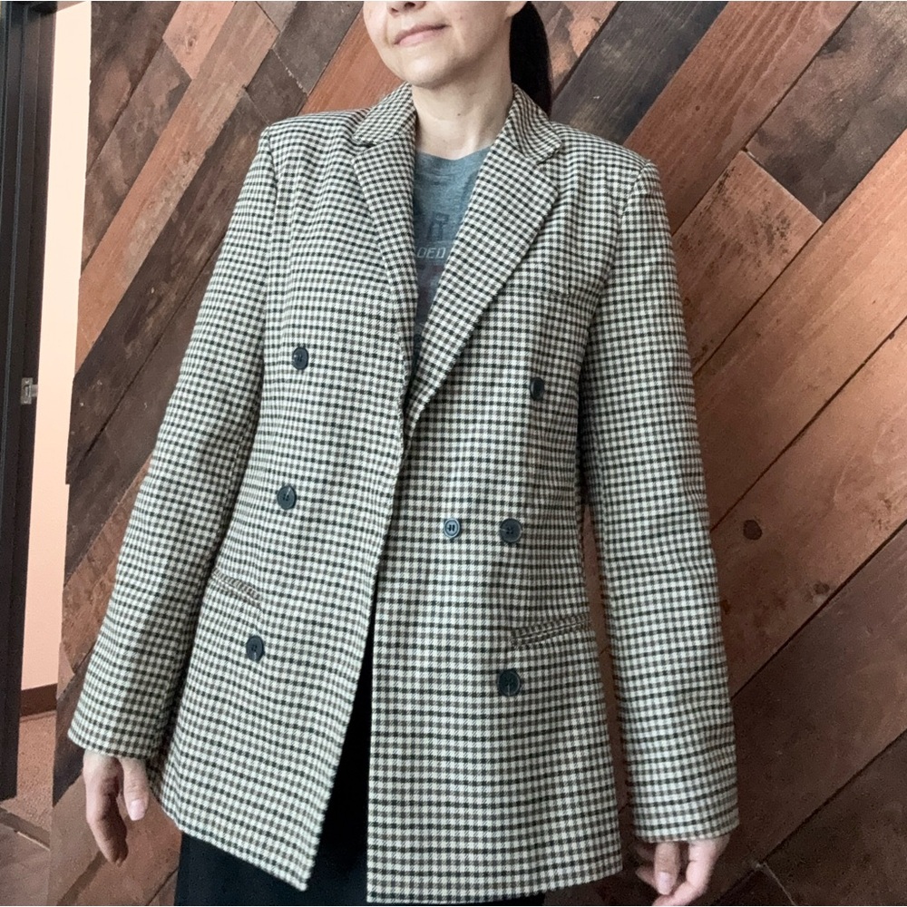 Checkered Double-Breasted Blazer - image 8